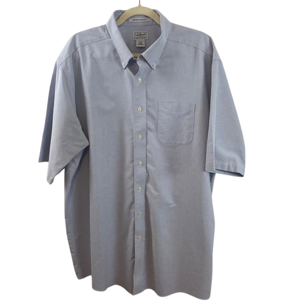 L.L. Bean Blue Wrinkle Resistant Button-Down Shirt Size XXL (18 Tall)